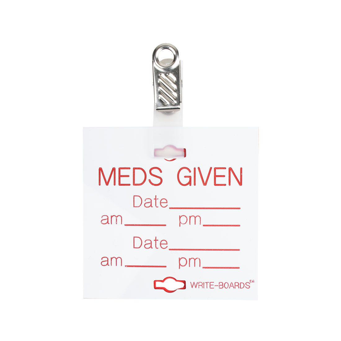 Write-Boards™ 3" x 3" - "MEDS GIVEN" with Alligator Clip