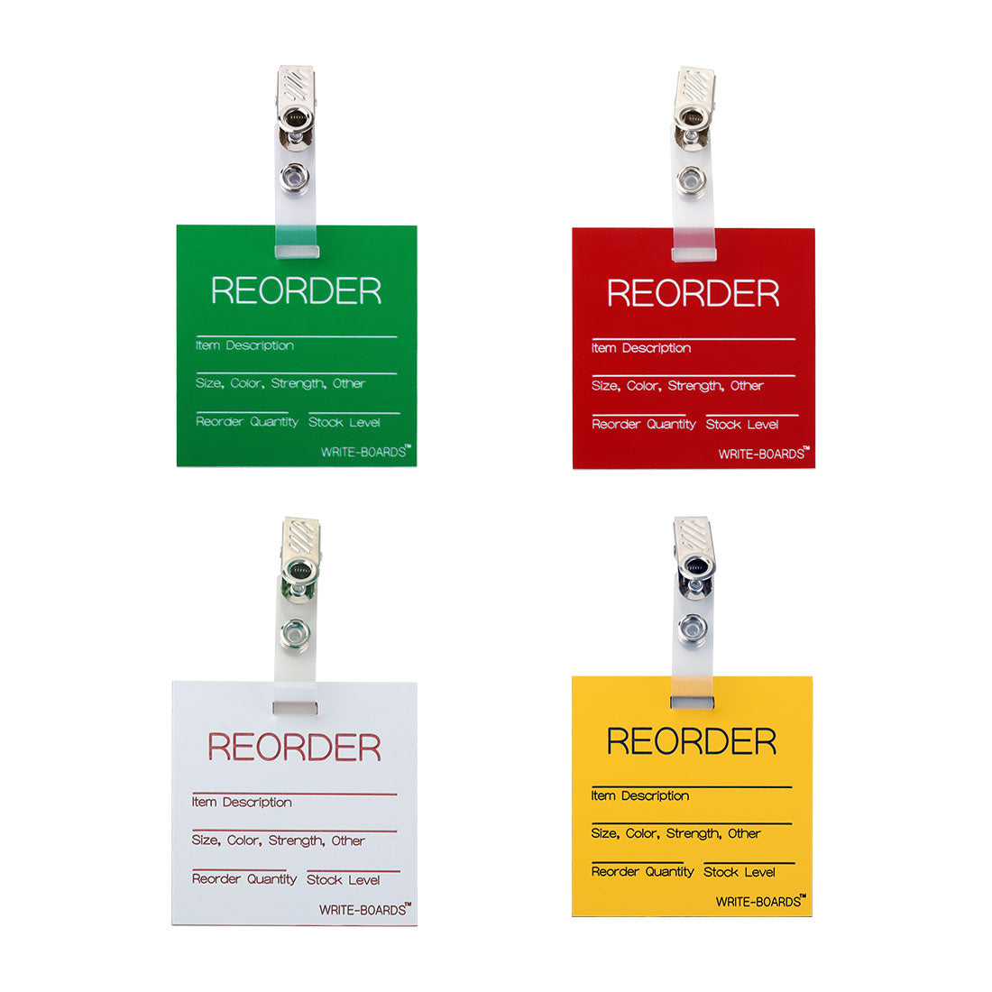 Write-Boards™ - 3" x 3" Reorder Inventory Point with Alligator Clip