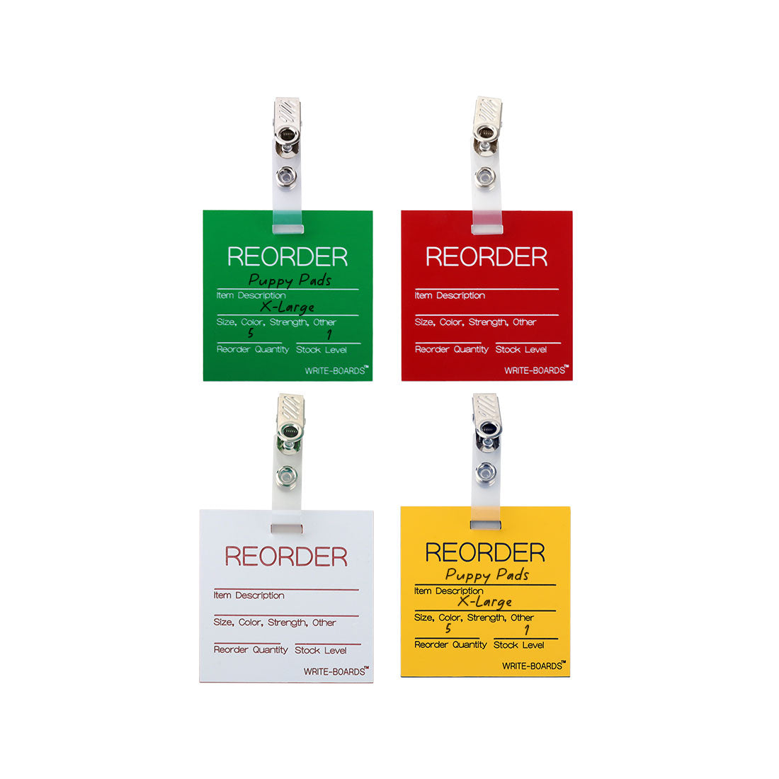 Write-Boards™ - 3" x 3" Reorder Inventory Point with Alligator Clip