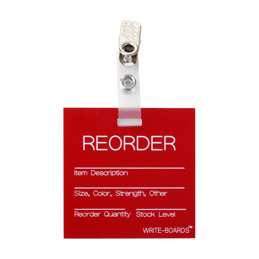 Write-Boards™ - 3" x 3" Reorder Inventory Point with Alligator Clip