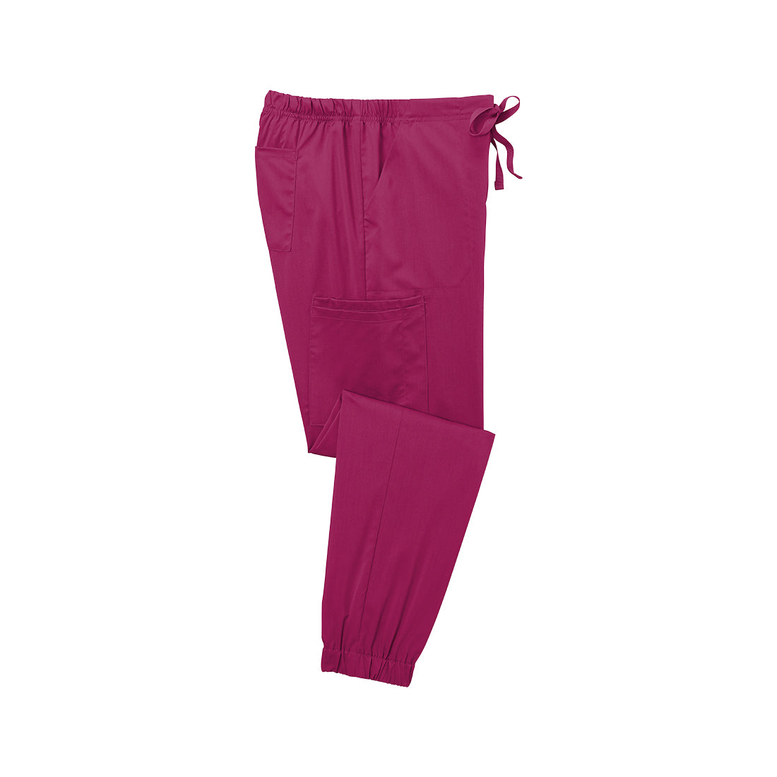 Wine scrub pants on a white background