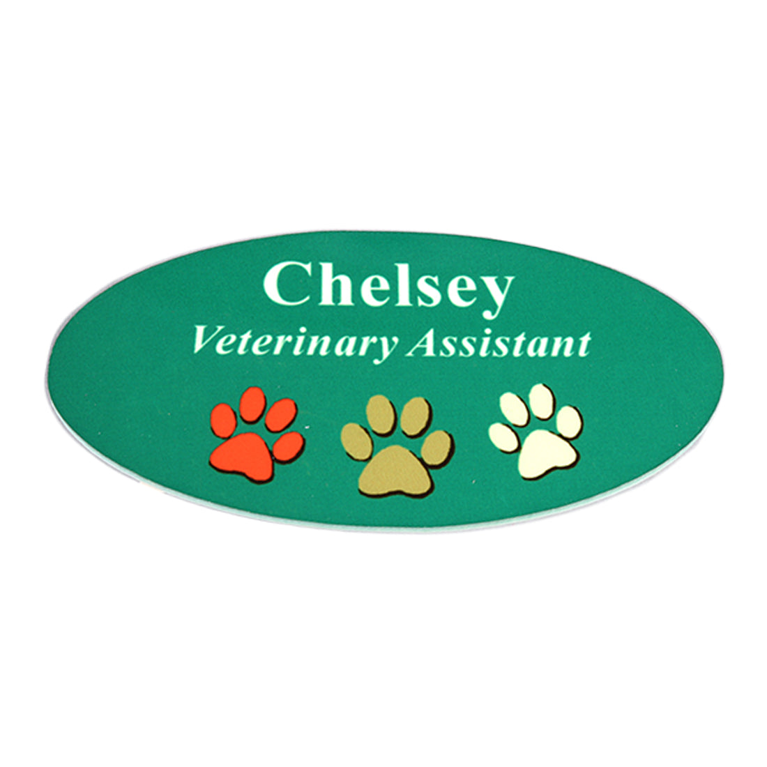 Full Color Oval Name Badge with Paws