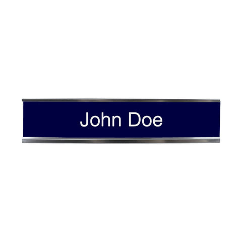 Engraved Desk Nameplate - Silver Metal