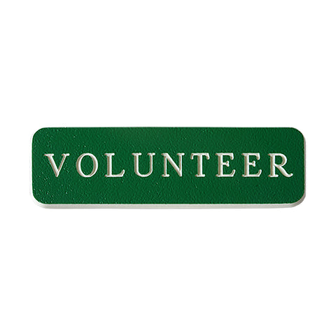 VOLUNTEER Name Badge - Green / White