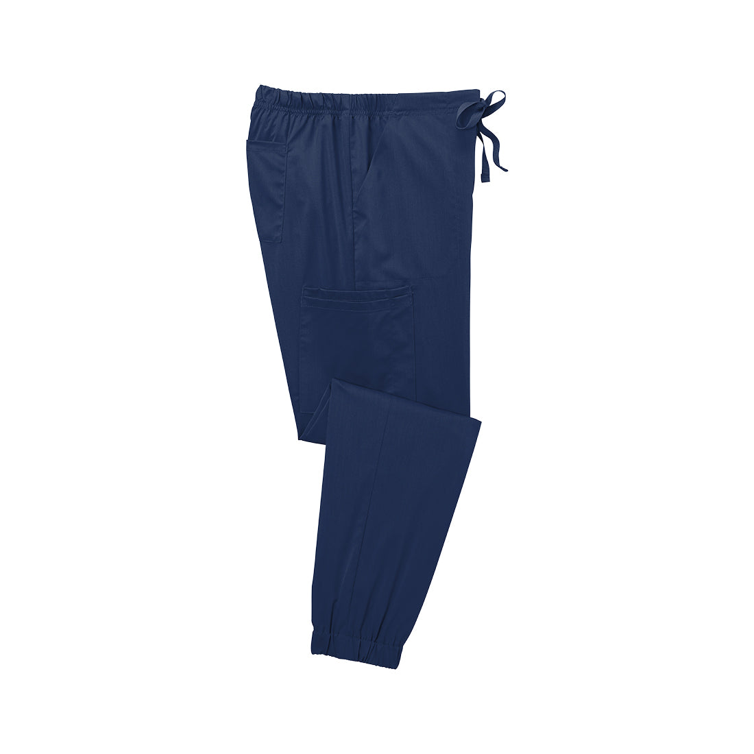 Navy blue scrub pants on a white background