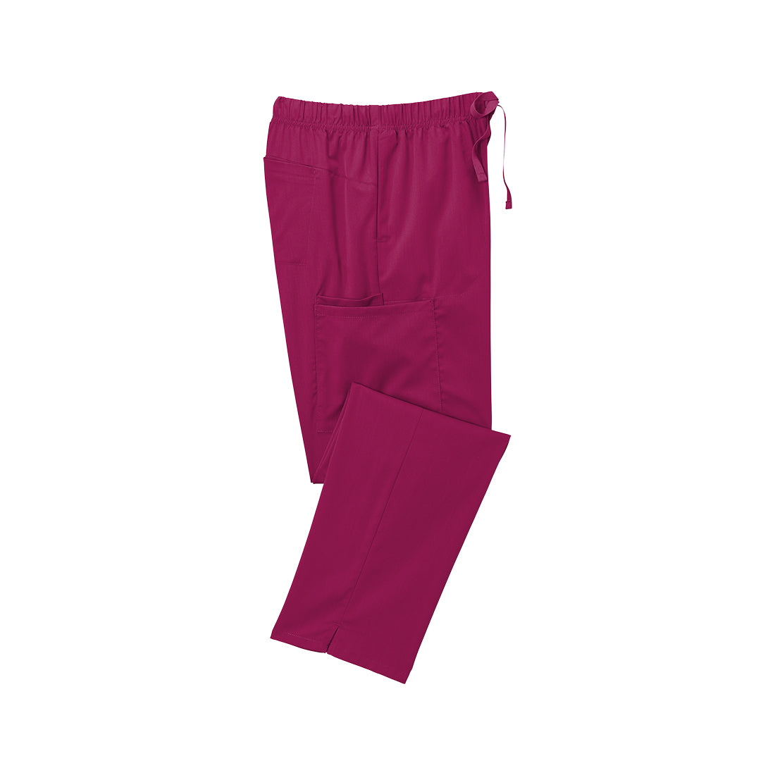 Wine scrub pants on a white background