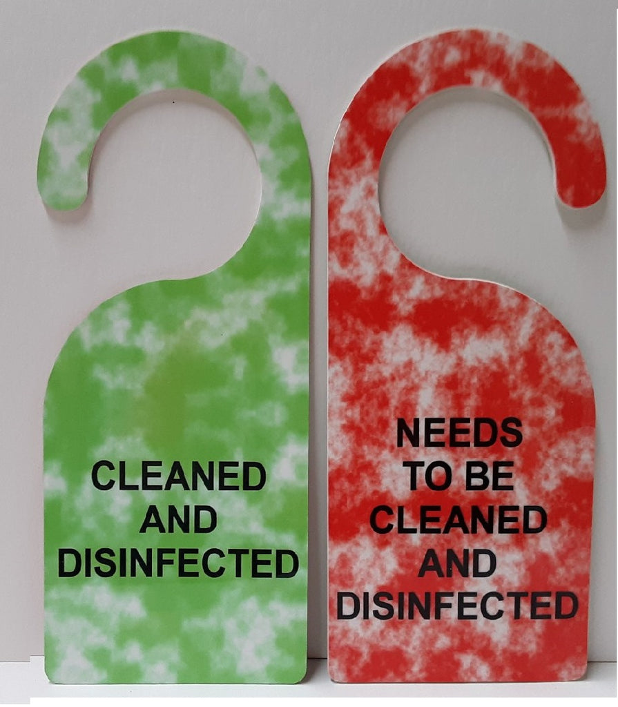 Cleaned and Disinfected Door Hanger, Double-sided 4" x 9"